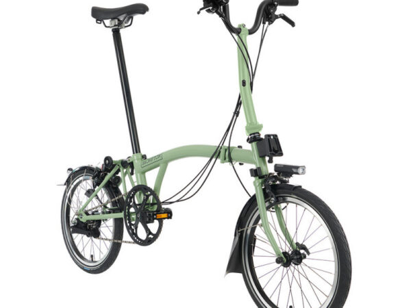 Velo pliant Brompton C Line Explore - Guidon M - Batterie, Matcha green/ Matt black, Rallongée, Sans
