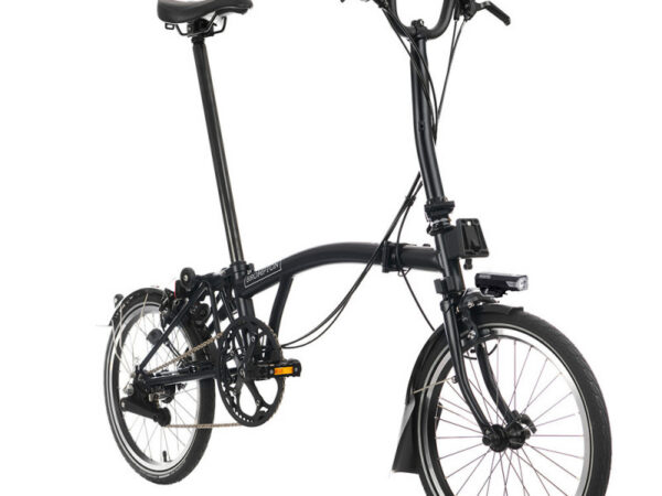 Velo pliant Brompton C Line Explore - Guidon M - Batterie, Matt black/ Matt black, Rallongée, Sans
