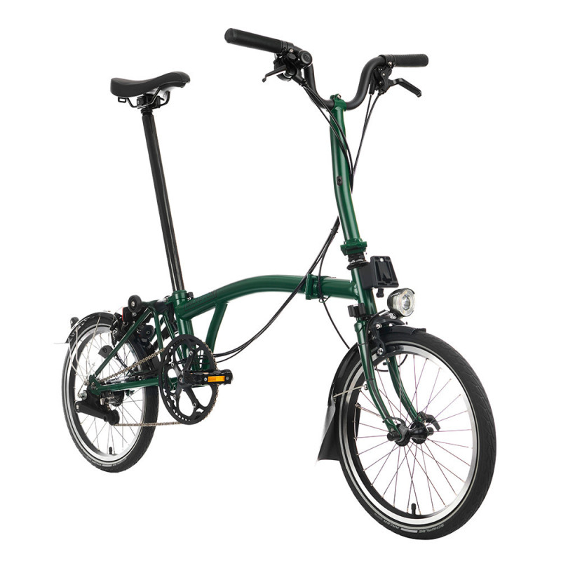 Velo pliant Brompton C Line Explore - Guidon M - Dynamo, Racing green/ Matt black, Sans, Standard