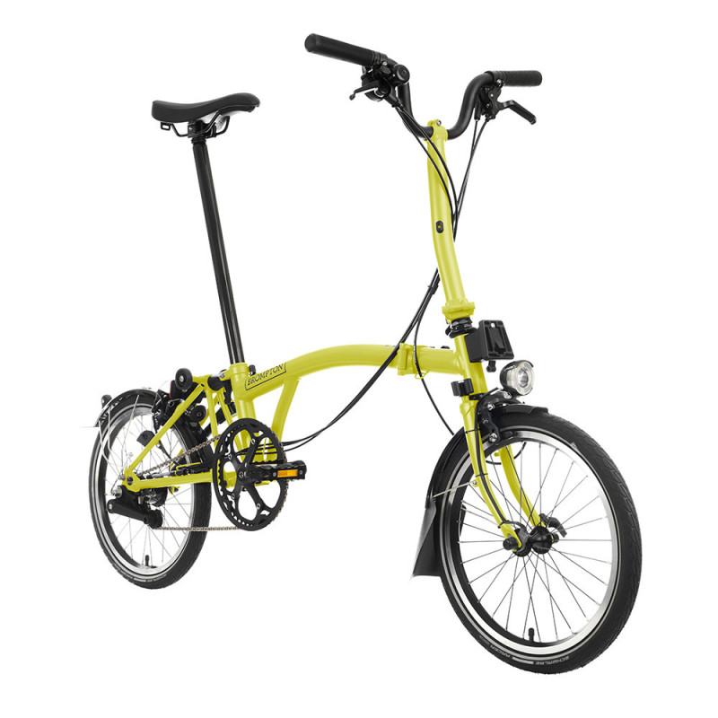 Velo pliant Brompton C Line Explore - Guidon M - Dynamo, Sans, Standard, Yuzu lime/ Matt black