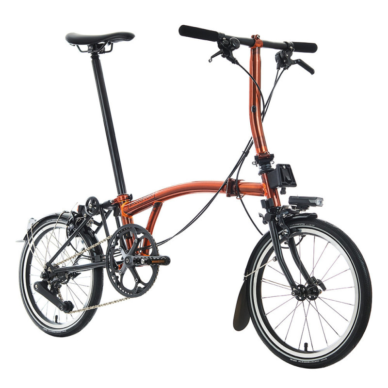 Vélo pliant Brompton P Line Explore 12 vitesses - Guidon S - Flame Lacquer, Sans, Standard