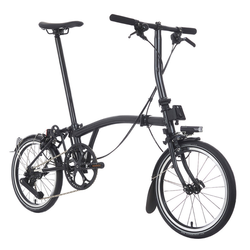 Vélo pliant Brompton P Line Explore 12 vitesses - Guidon S - Midnight Black, Sans, Télescopique
