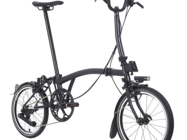 Vélo pliant Brompton P Line Urban 4 vitesses - Guidon M - 54 dents, Midnight Black, Rallongée, Sans