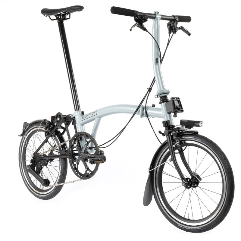 Vélo pliant Brompton P Line Urban 4 vitesses - Guidon S - 54 dents, Lunar Ice, Sans, Standard