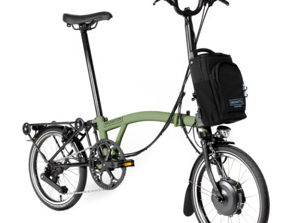 Vélo pliant électrique Brompton Electric C Line Urban 4 vitesses - Guidon H - Avec, Matcha Green, Télescopique