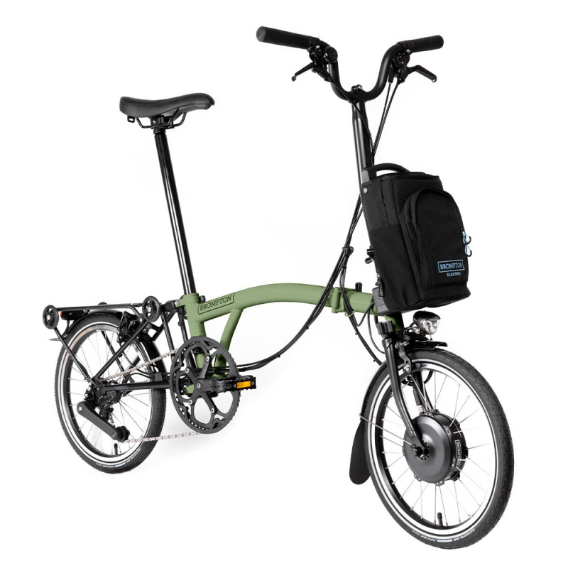 Vélo pliant électrique Brompton Electric C Line Urban 4 vitesses - Guidon H - Avec, Matcha Green, Télescopique