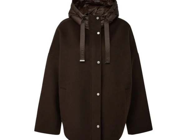 Cape boutonnée capuche en laine femme COMMA
