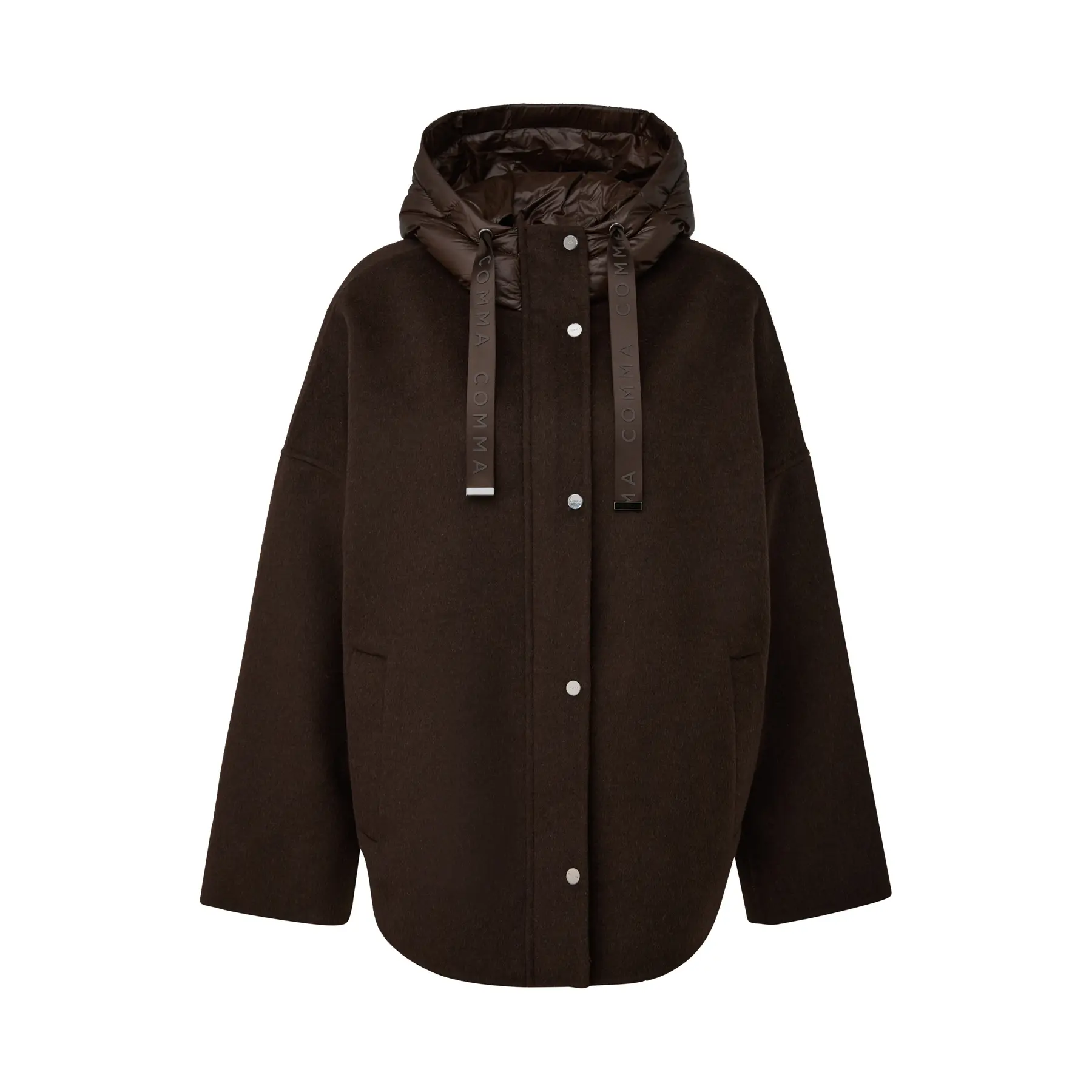 Cape boutonnée capuche en laine femme COMMA