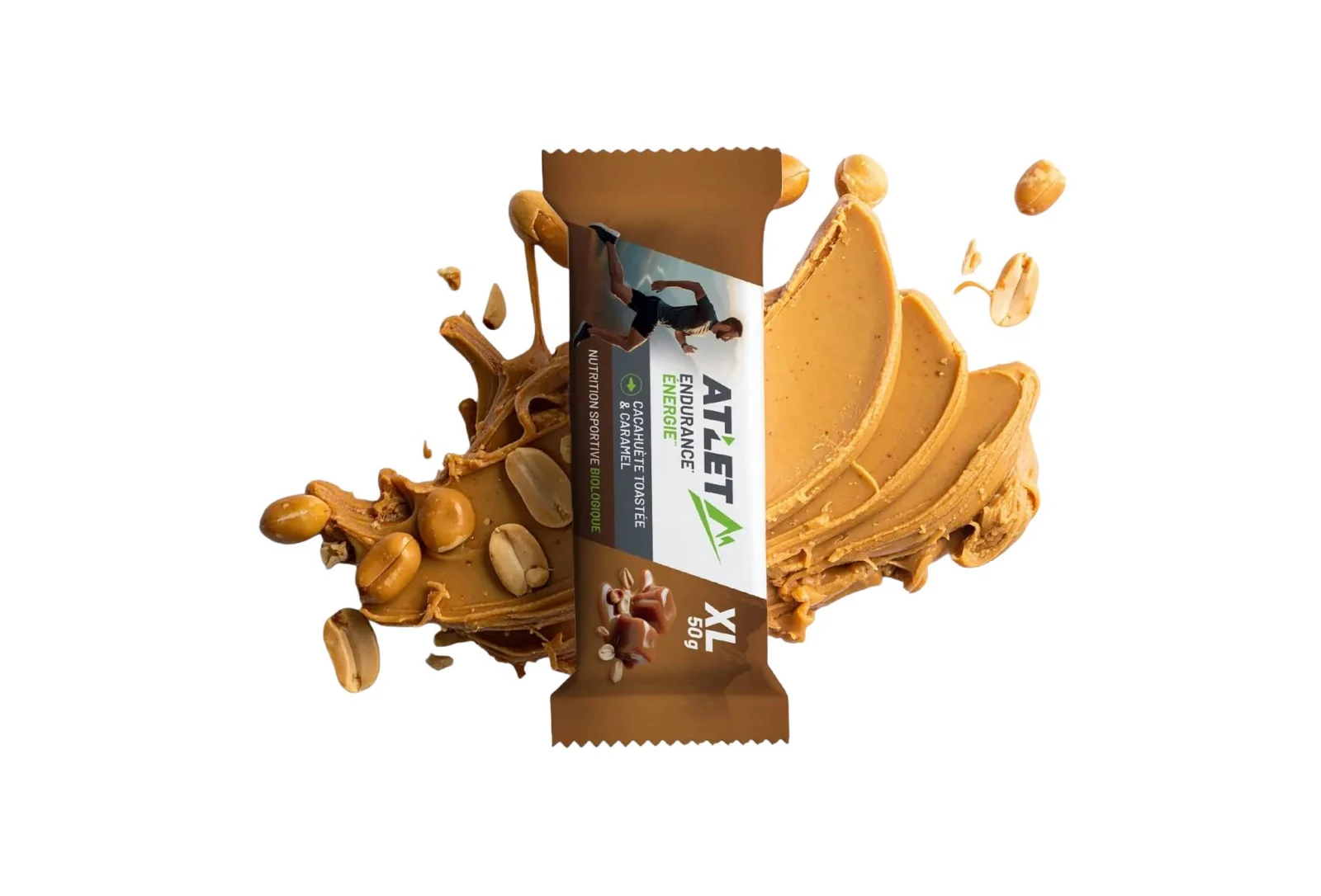 Atlet Barre Énergétique Biologique 50 g Cacahuète toastée et Caramel